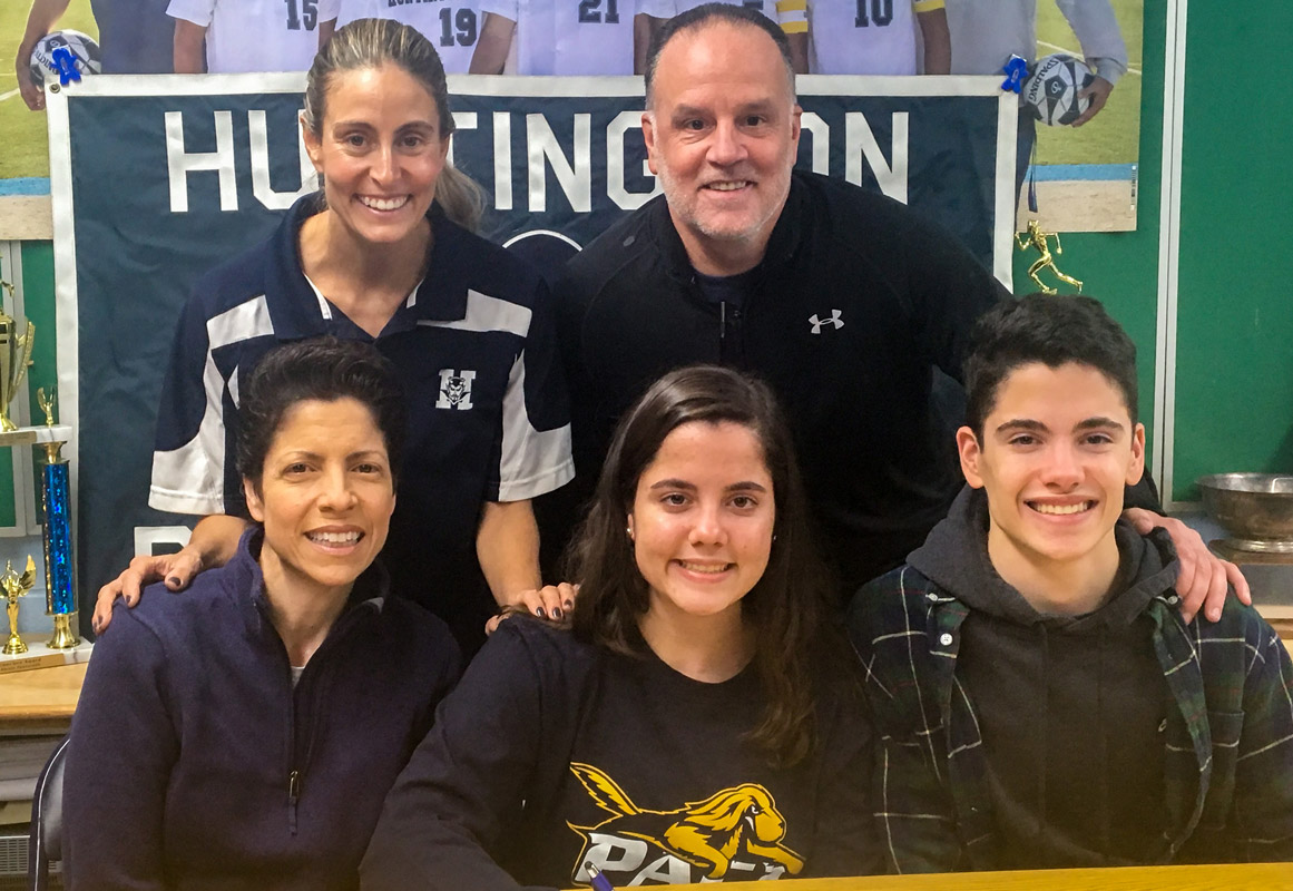 Isabella Piccola with her parents, Bob and Diana, brother, Nolan and Huntington lax coach Kim Gilroy.