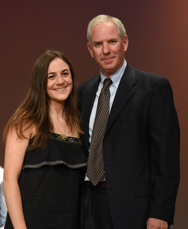 Grace Curran with the Rotary Club's Ford Spilsbury. 