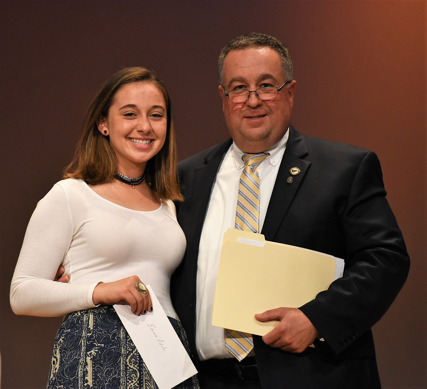 Emma Pipolo with the Rotary Club's Frank Plesche