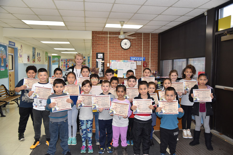 Principal Marsha Neville with November's Washington Ways Award recipients.