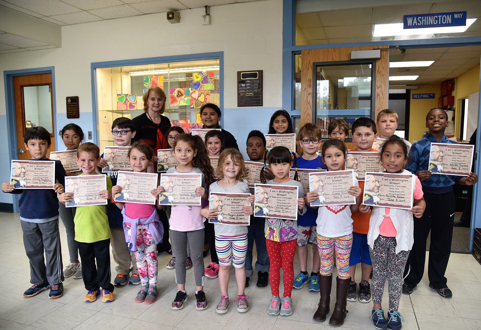 Principal Marsha Neville with May's Washington Ways Award recipients.