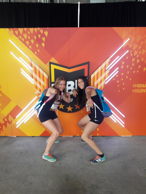 Huntington sophomores Erika Varady and Keily Rivas
at the New Balance Nationals Outdoor. 