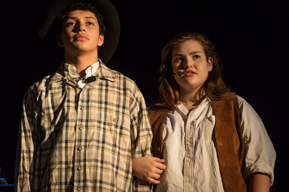 Amelia Maggio on stage in The Laramie Project last fall with Danny Arias. 