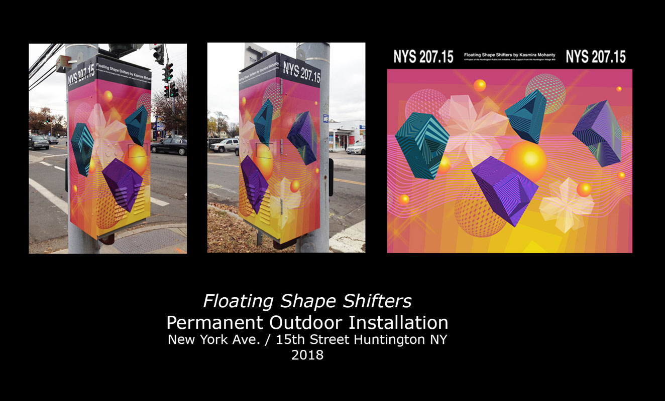 A public art installation featuring Kasmira Mohanty's artwork in Huntington.