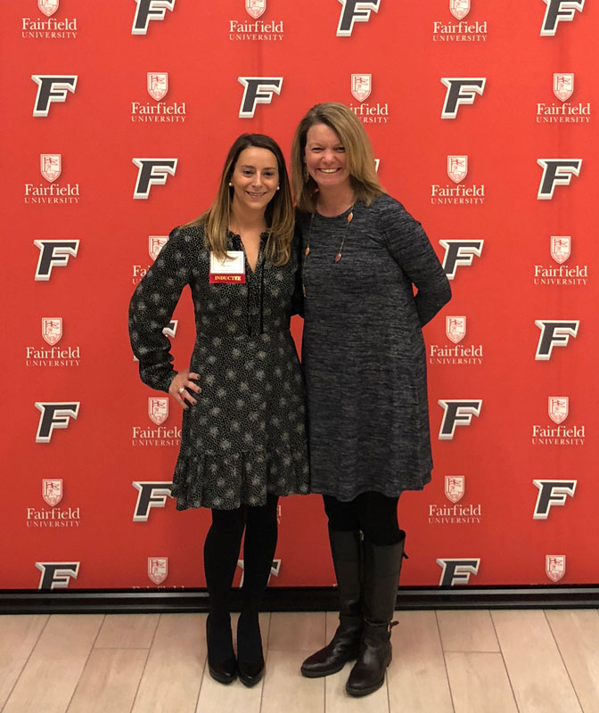 Lauren Thomas-Desiderio with Fairfield field hockey head coach Jackie Kane.