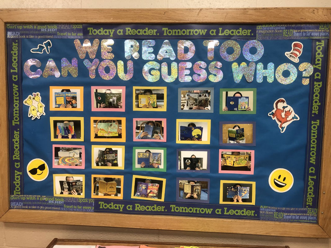 The Woodhull Reads bulletin board at the school.