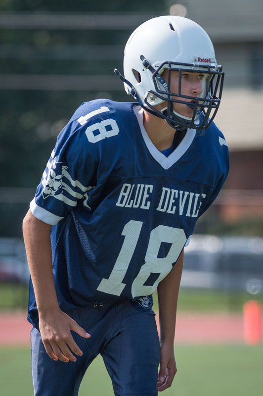 RJ Moreno lines up for the snap during his freshman year. (Darin Reed photo.)