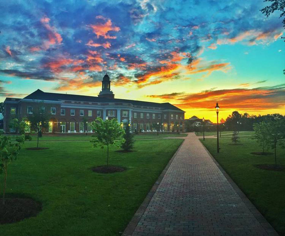 Elon University is located in North Carolina on a 656 acre suburban campus