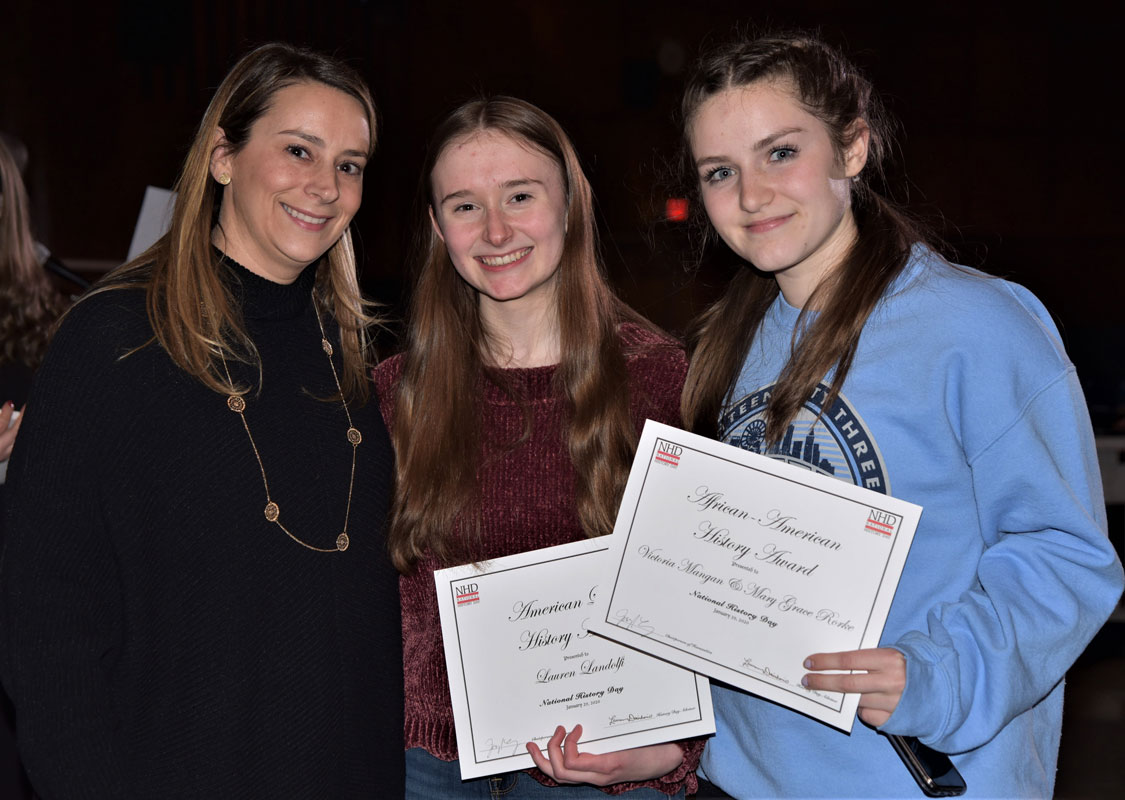 Teacher Lauren Desiderio with Mary Grace Rorke and Victoria Mangan 