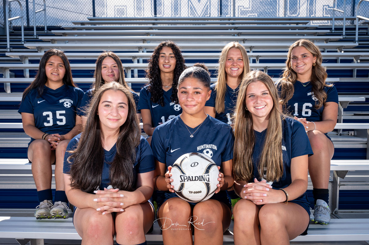 The Huntington girls' soccer team's sensational eight seniors. (Darin Reed photo.)