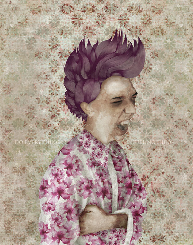 Kasmira Mohanyty's Do Everything, Feel Nothing mixed media artwork.