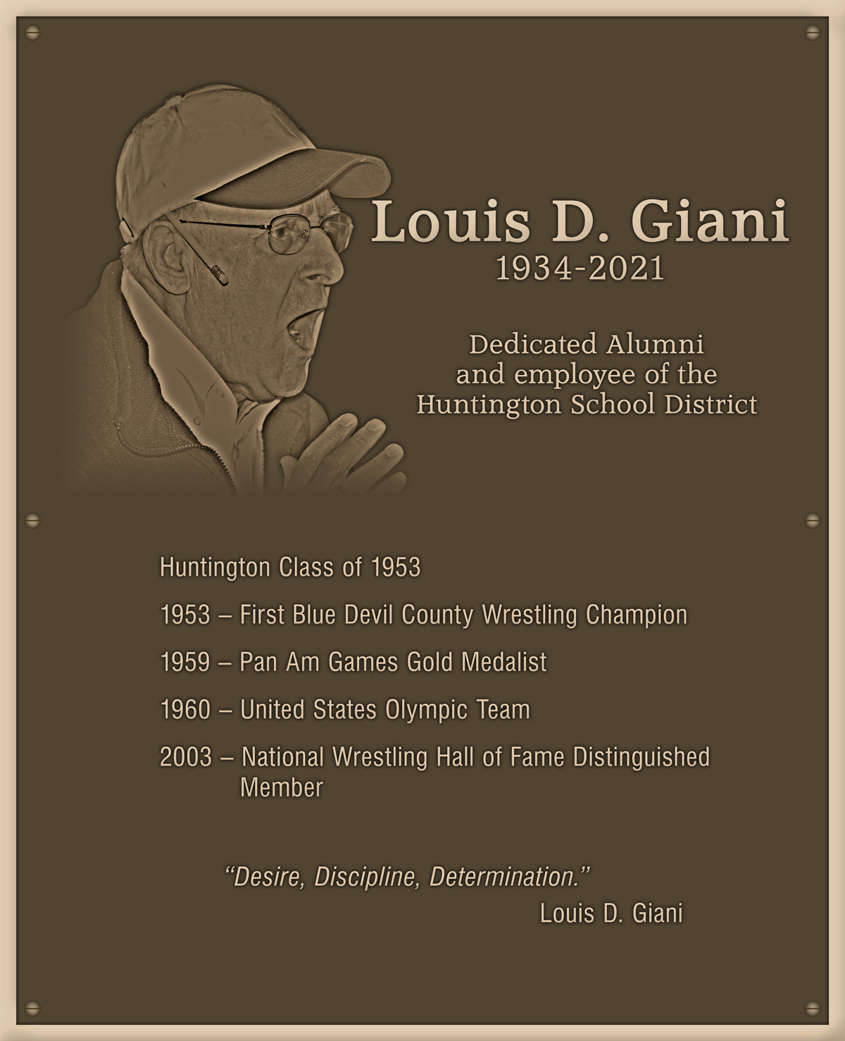  A bronze plaque honoring Lou Giani will be dedicated during a Saturday morning ceremony.  