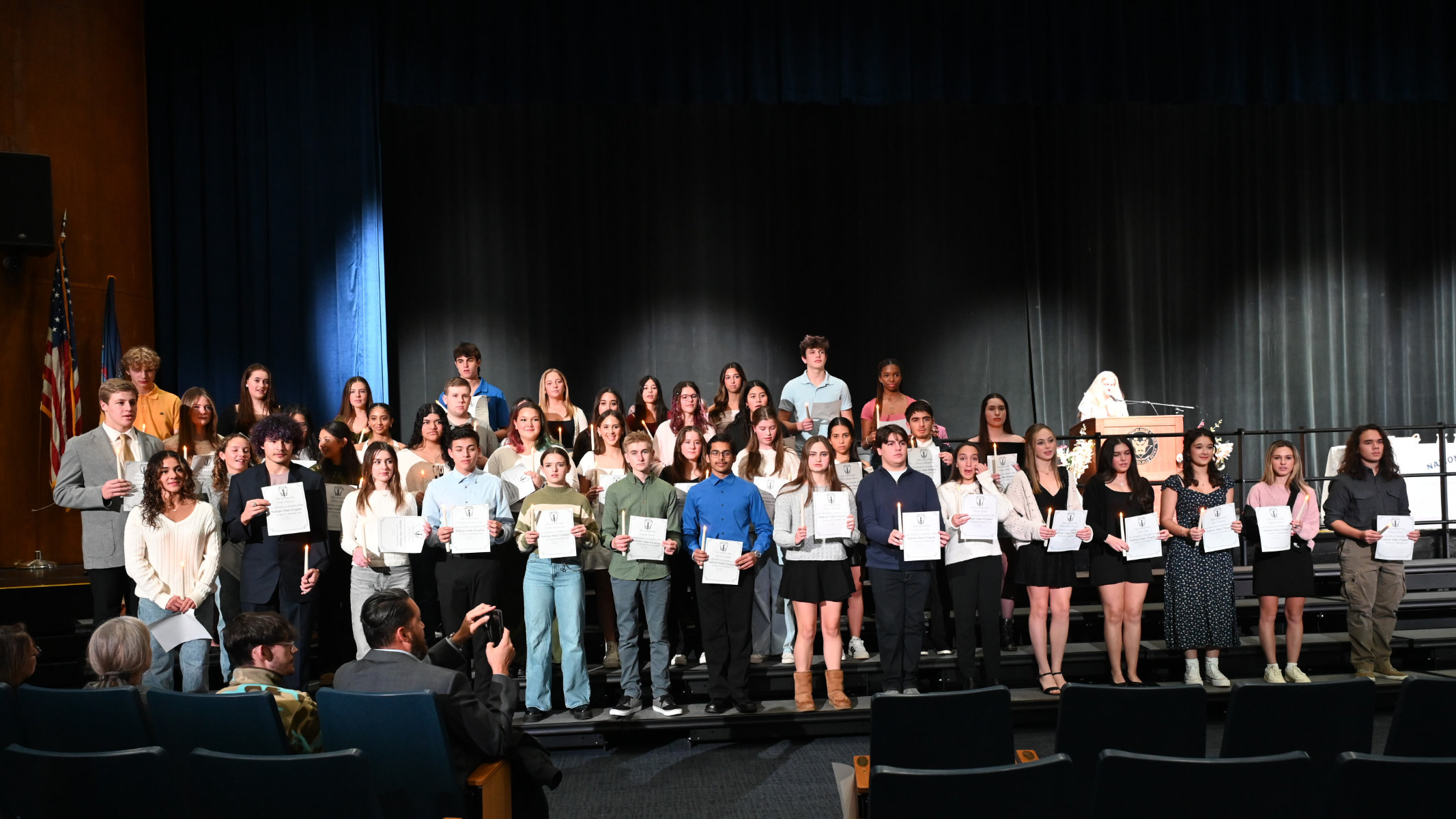  The new members of the Nathan Hale Chapter of the National Honor Society at Huntington High School.  