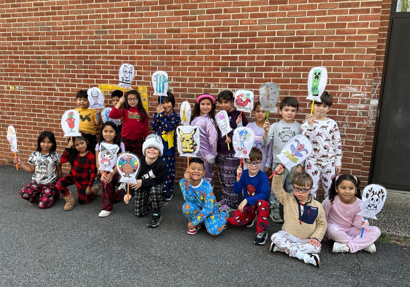  A class of Southdown students with their parade creations.