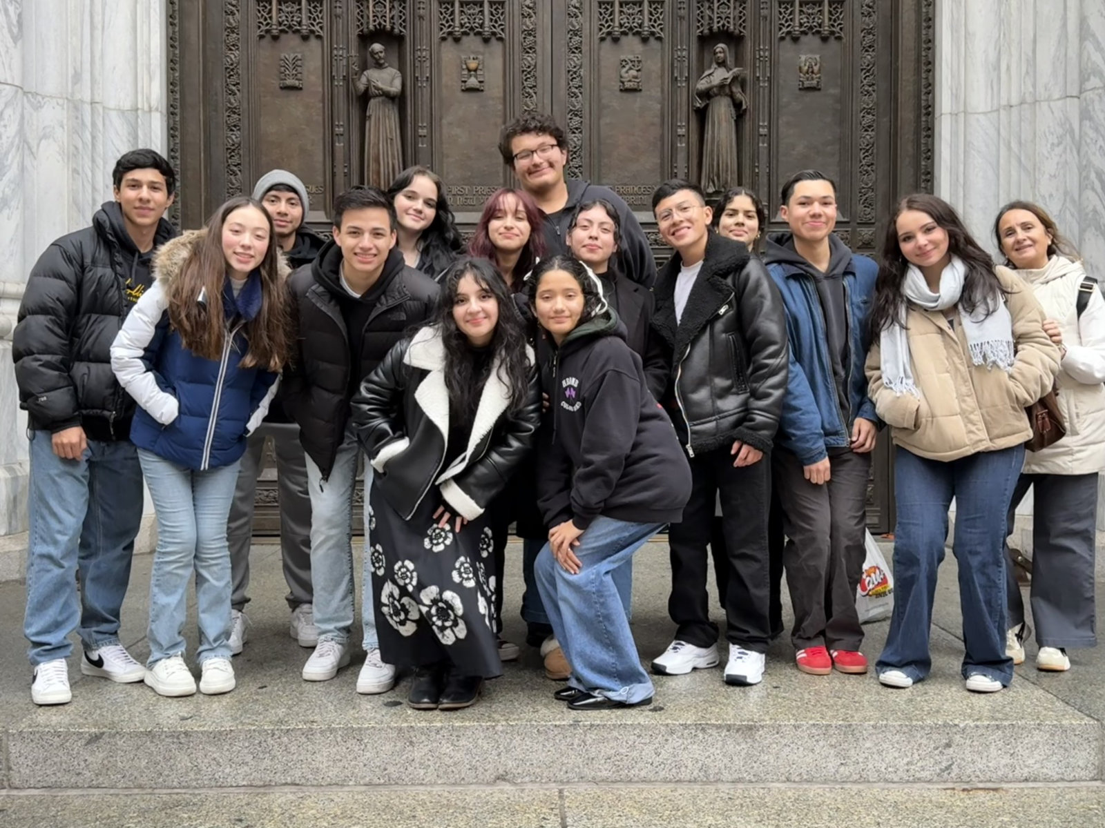  The Huntington AP Spanish students outside St. Patrick's Cathedral. 