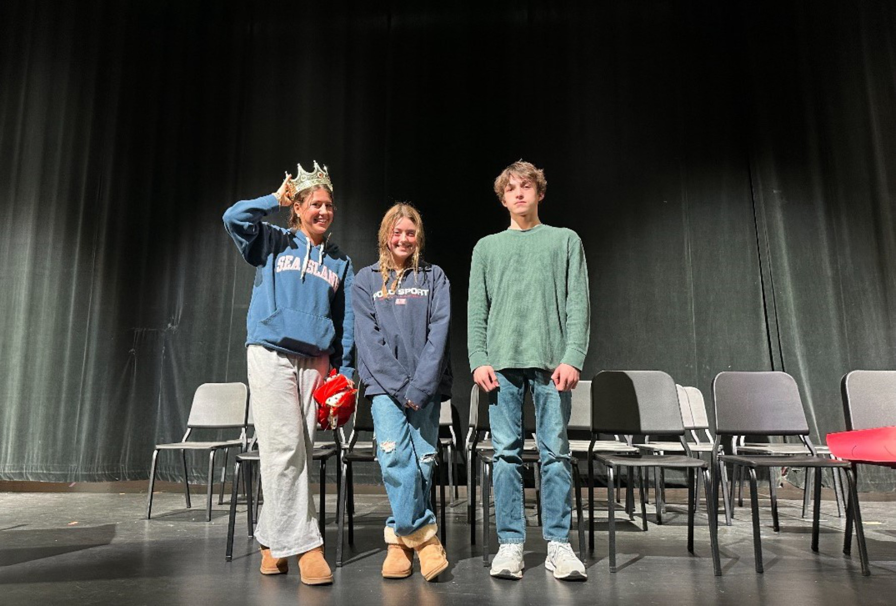  Spelling bee champion Devon St. John with finalists Landry Flynn and Ludo Cattano.  