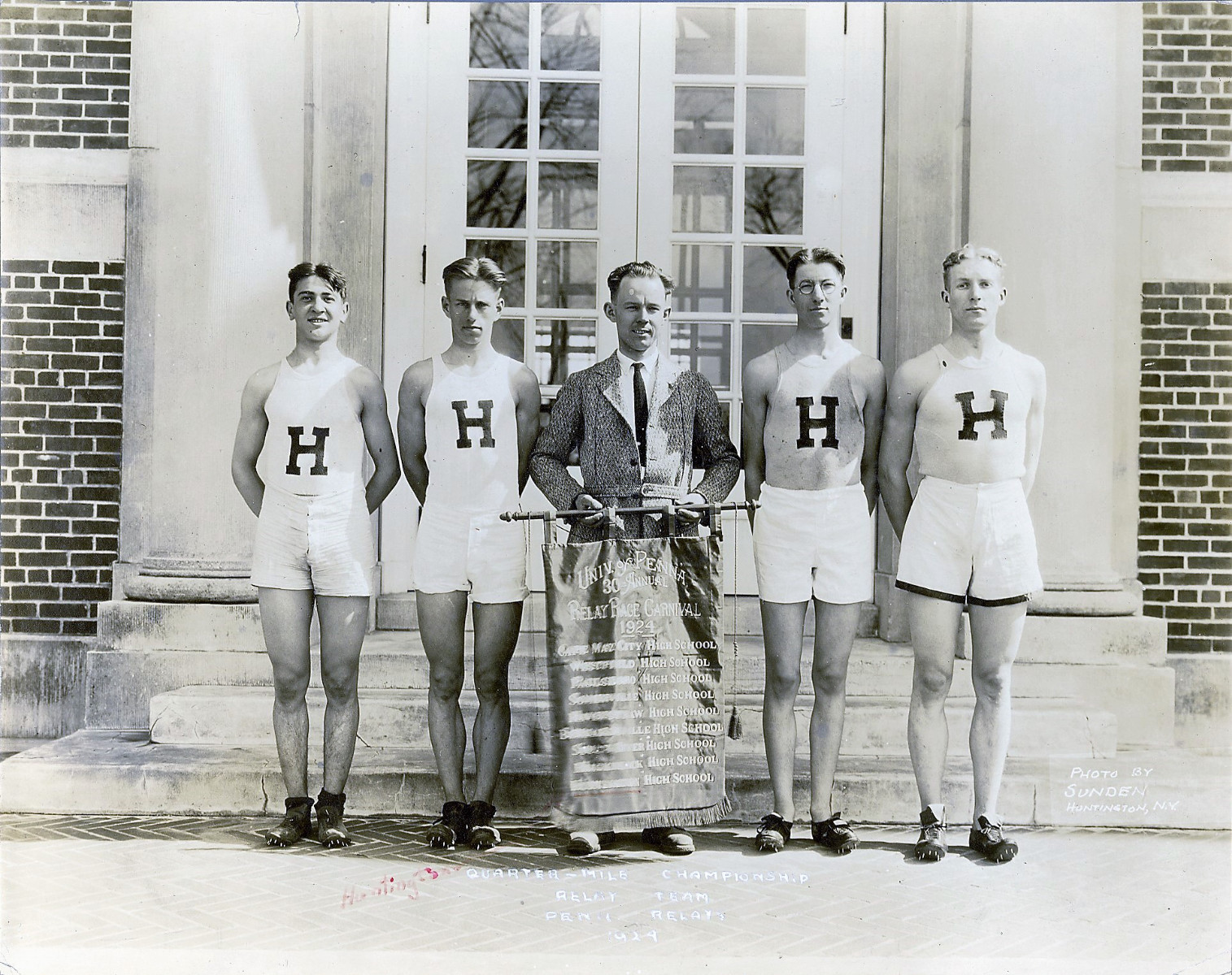  The 1924 Huntington relay team that won the quarter mile Penn Relays crown.  