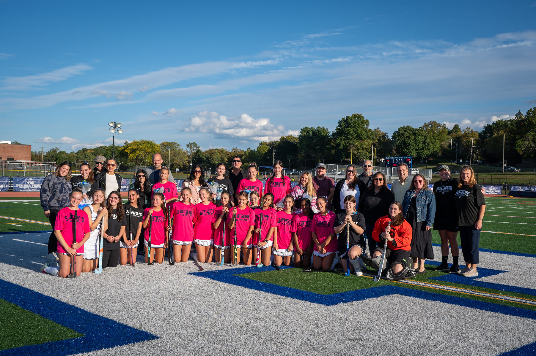  Blue Devil players, coaches and parents on Senior Day. (Darin Reed photo.)