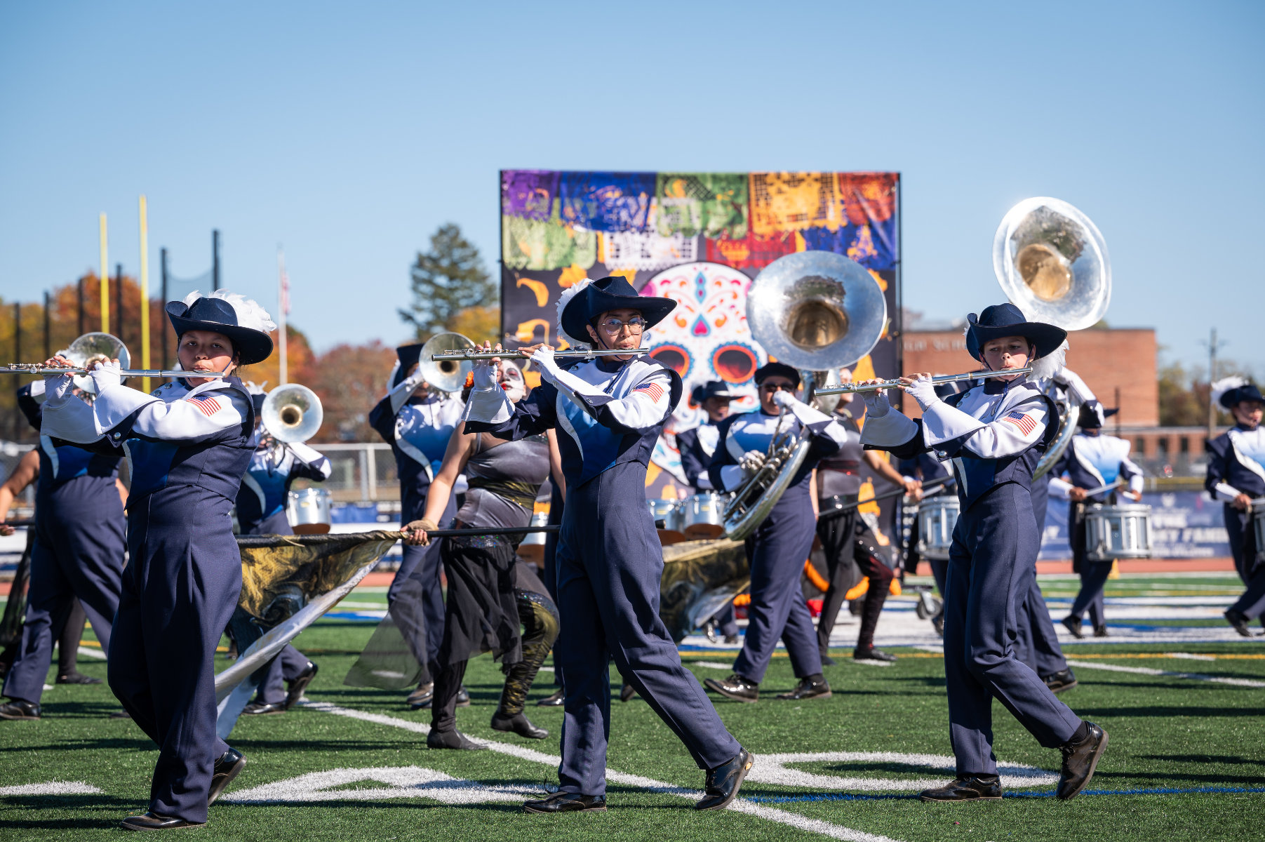  The Huntington Blue Devil marching band was in top form last Sunday. (Darin Reed photo.)  