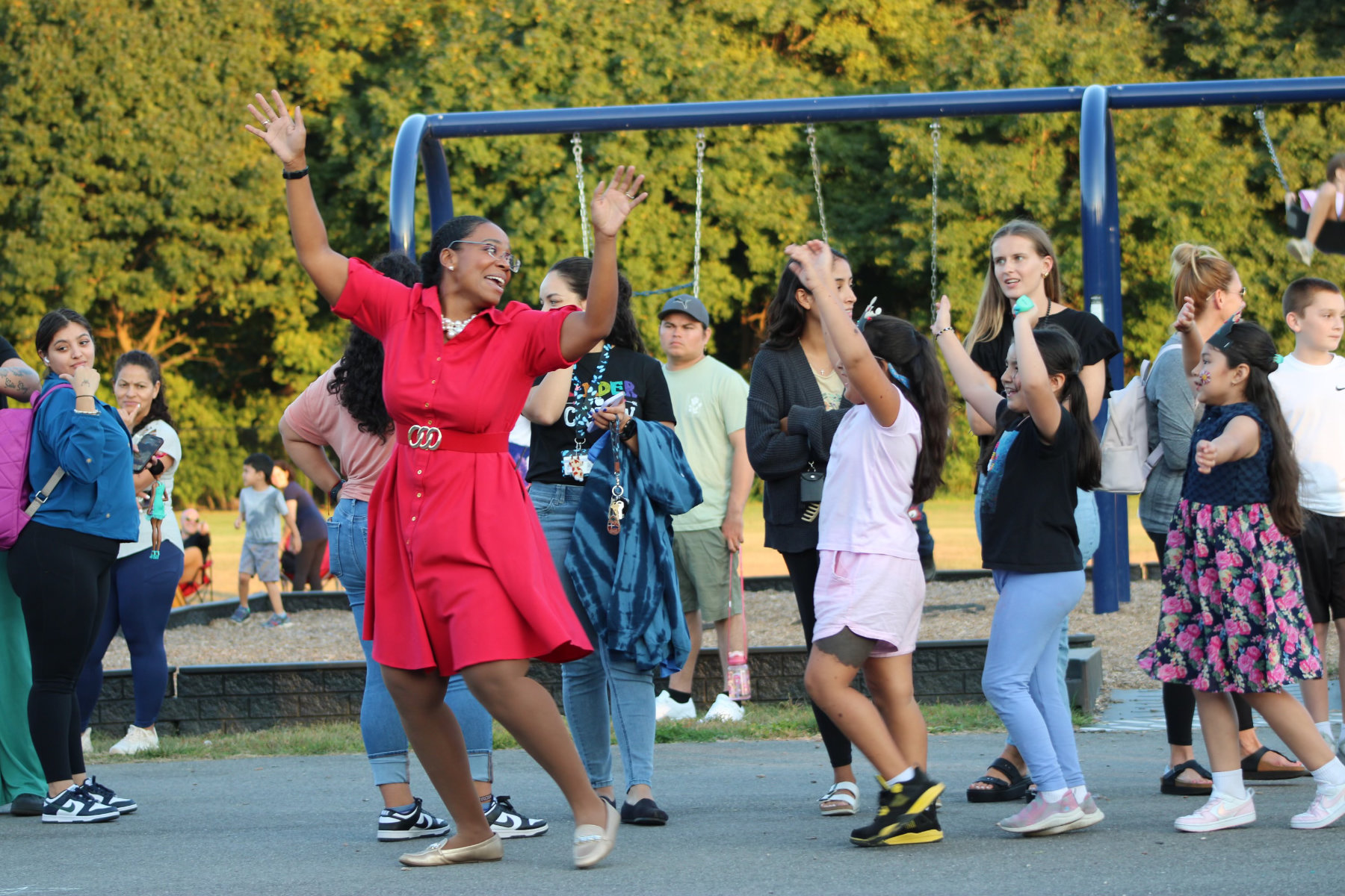  It was hard to tell who had more fun. Principal Michelle Richards or the students   