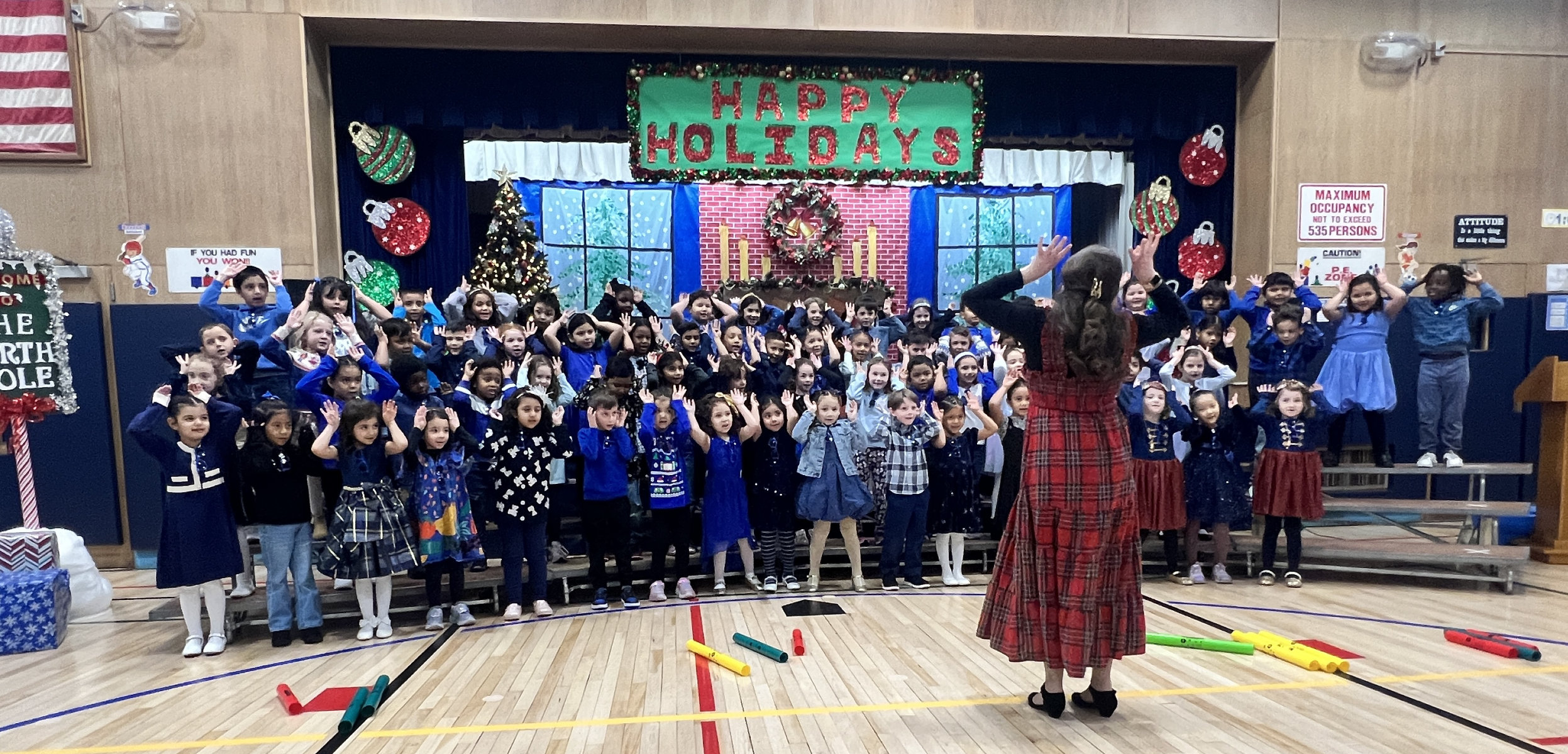  Jefferson's first grade songfest featured a  reindeer theme.  