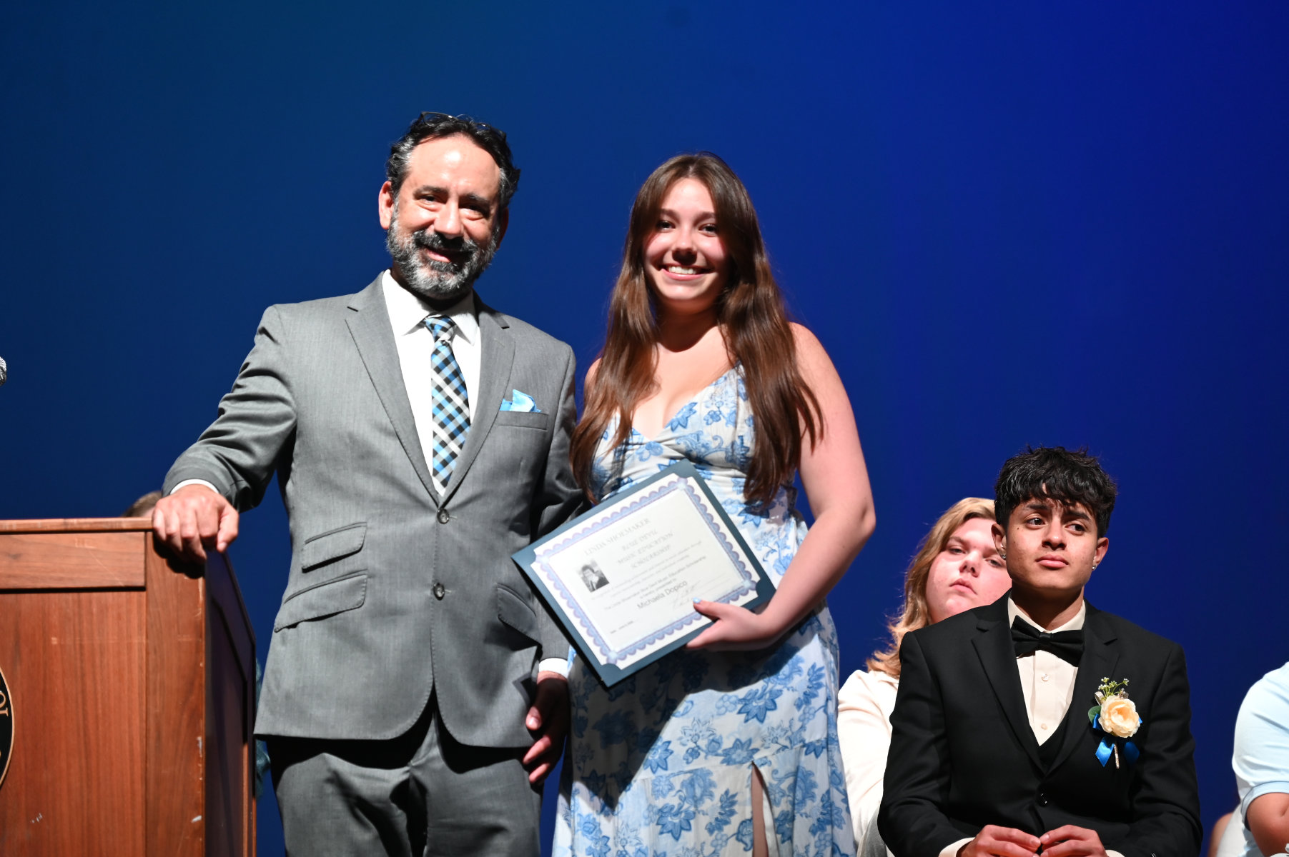 Dr. Jason Giachetti with Shoemaker scholarship recipient Michaela Dopico (1