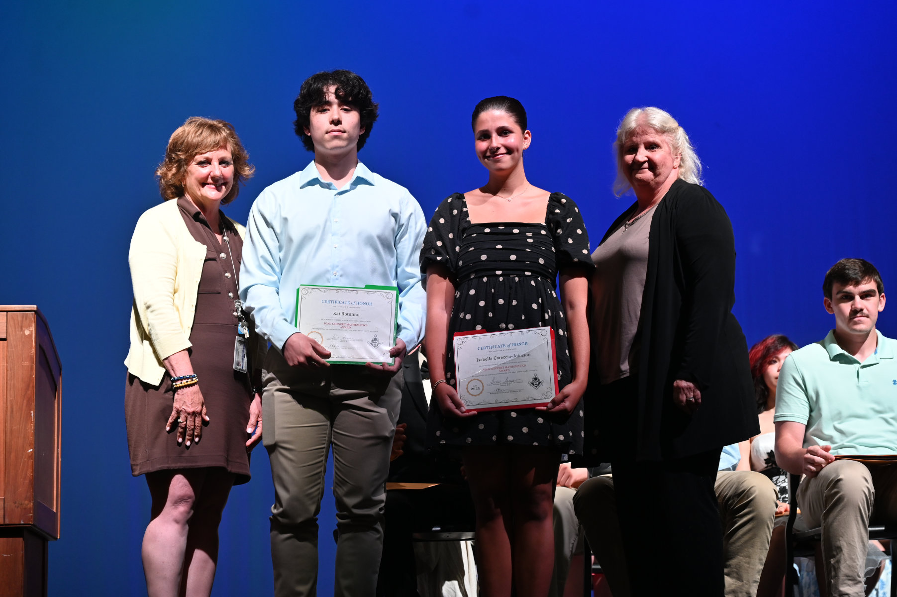  Dr. Theresa Grossane and Monica Racz flank Kai Rotunno and Isabella Careccia-Johnson   