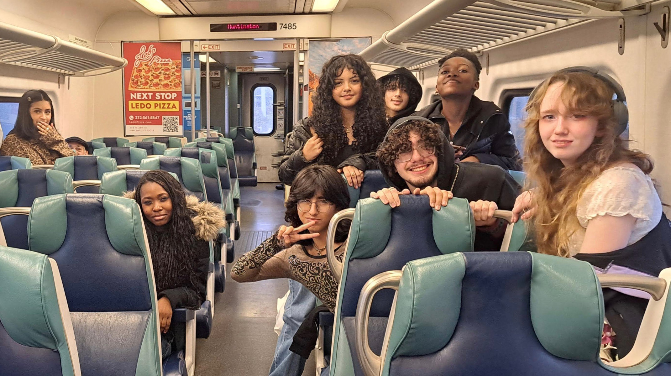 Huntington fashion design students on the LIRR headed to Fashion Institute of Technology. 