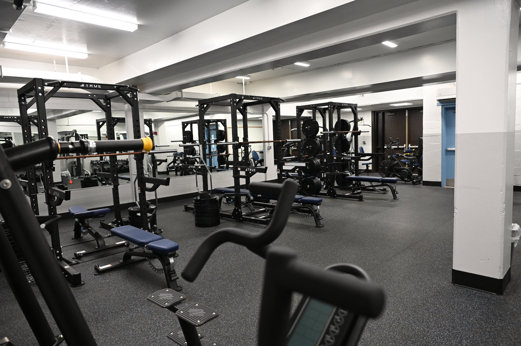  Huntington High School 's weight training and cardio room is located on the lower level.  