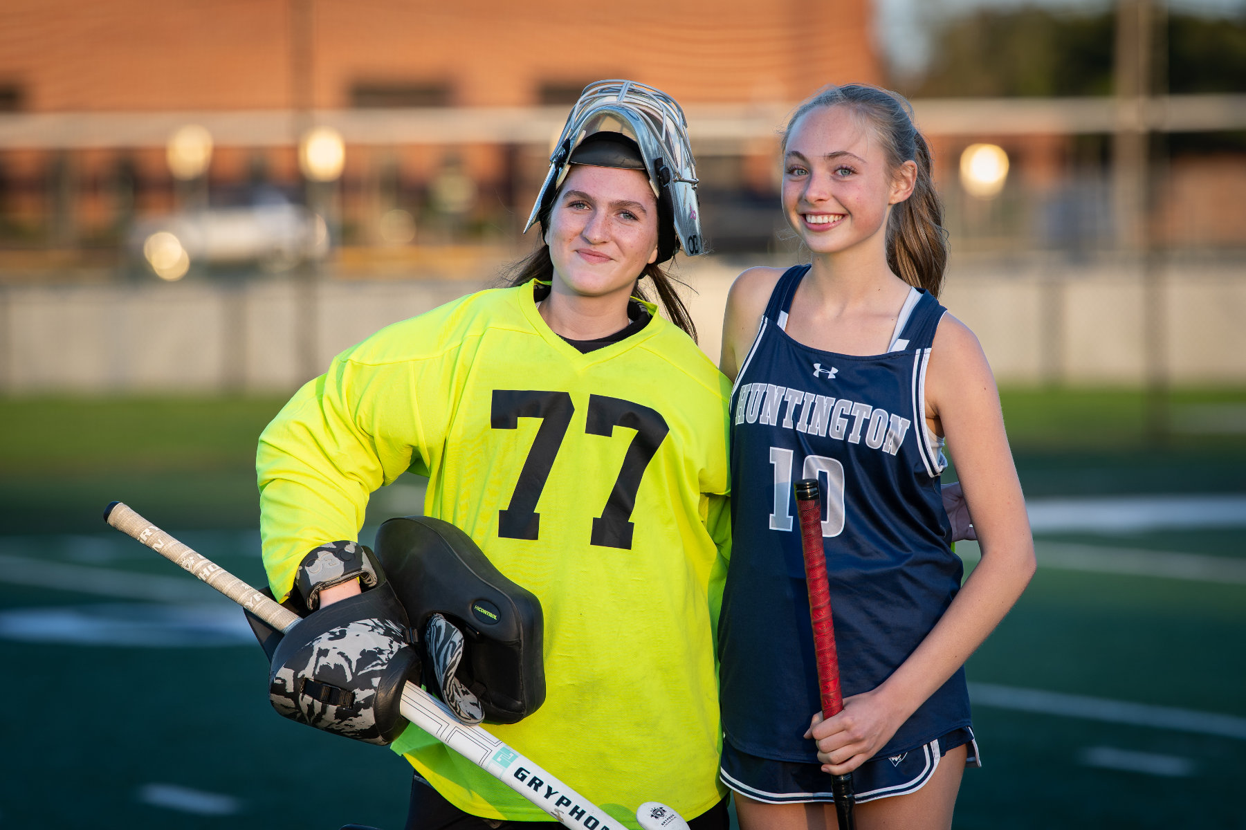 Katie Cocoman and Sofia VanArsdale on Senior Day at Alumni Field. (Darin Reed photo.)