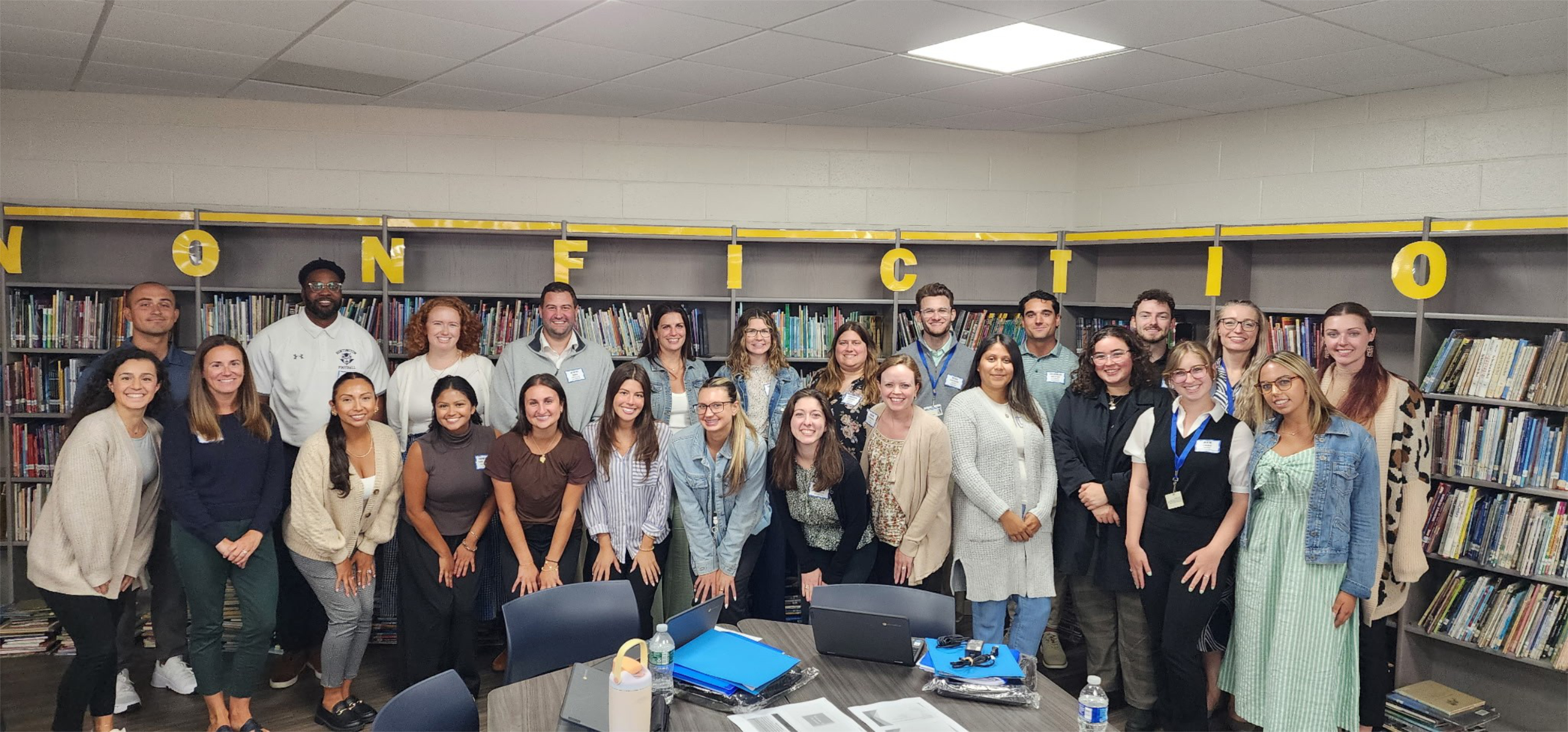  New Huntington UFSD teachers at last week's orientation in the Jack Abrams School library   
