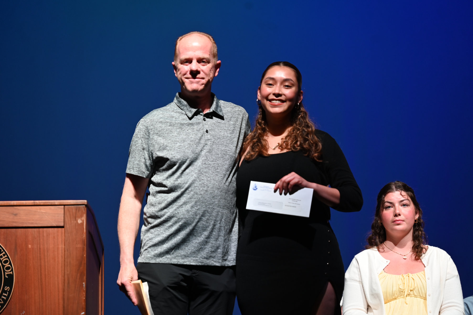  Kurt Schaefer scholarship winner Janelee Gomez-Hernandez with Sean Schaefer   