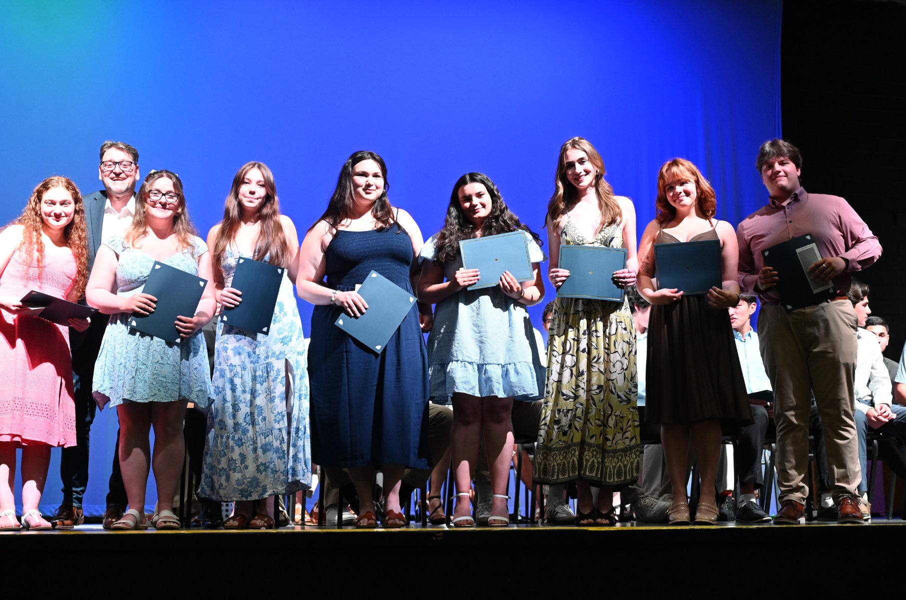  Kellog and Samodi Award recipients with drama club advisor Michael Schwendemann   