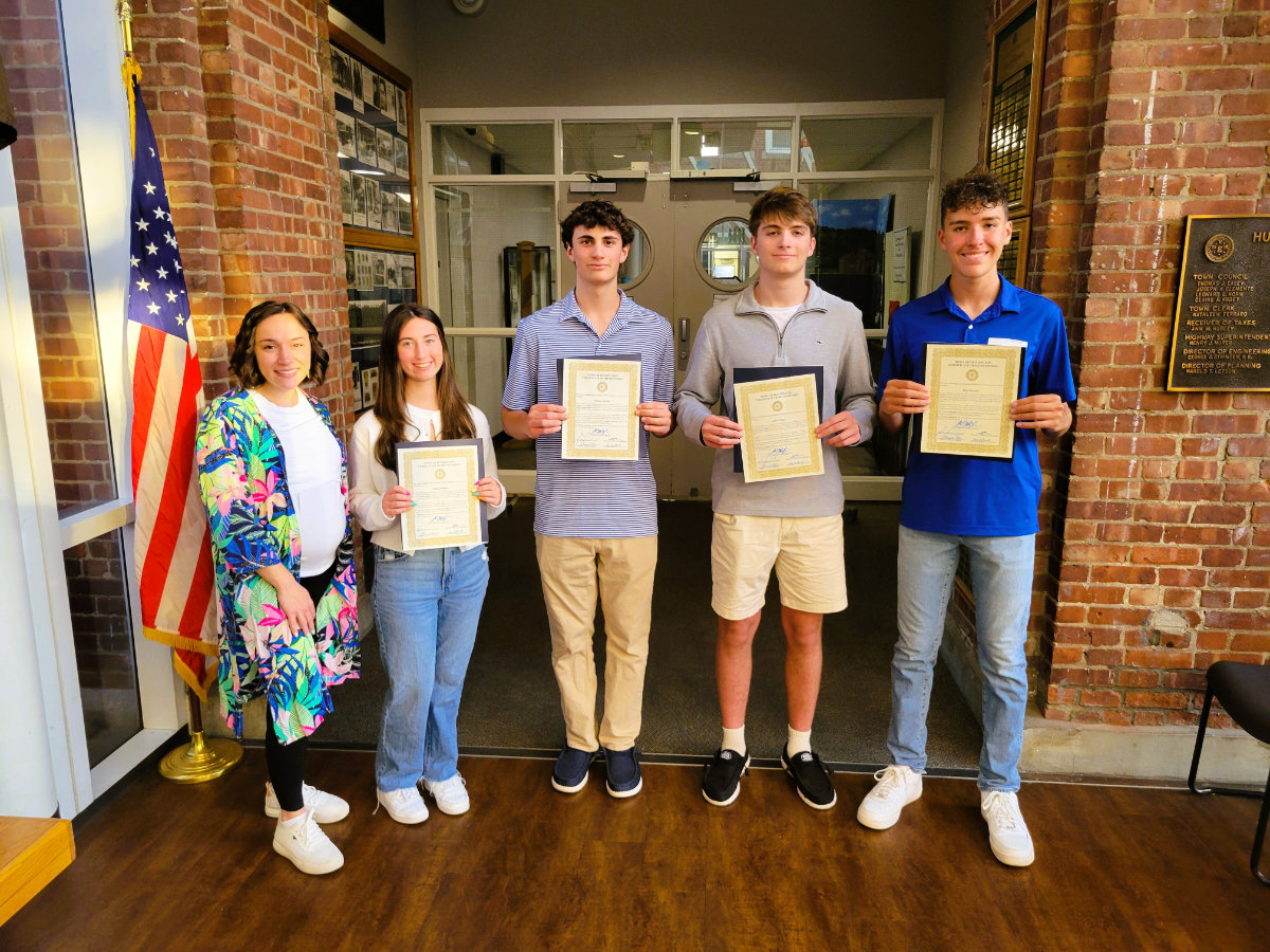  Huntington Video Broadcasting students were honored at Town Hall.  