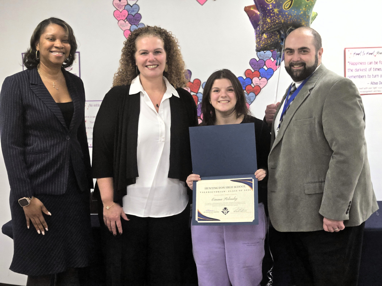  Valedictorian Emma Polinsky with Rochelle C. Brown, Beth McCoy and Dr. Ricky V. Papandrea Jr   
