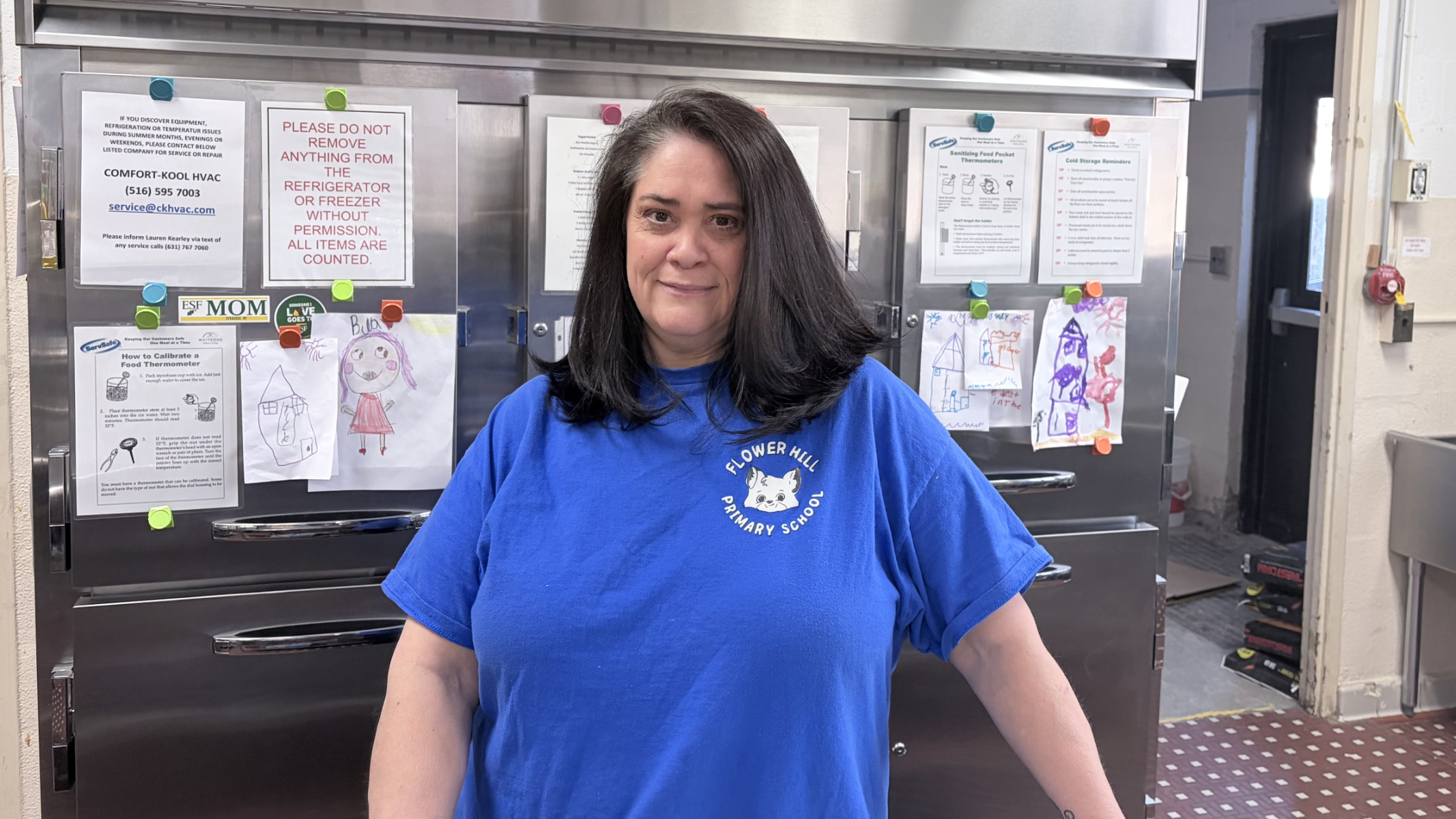  Jackie Apelsinov in the Flower Hill Primary School kitchen   