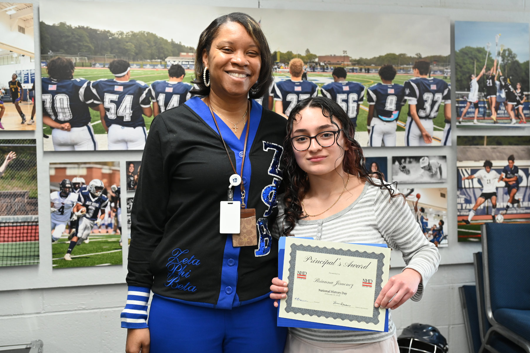  Principal Rochelle C. Brown with sophomore Brianna Jimenez   