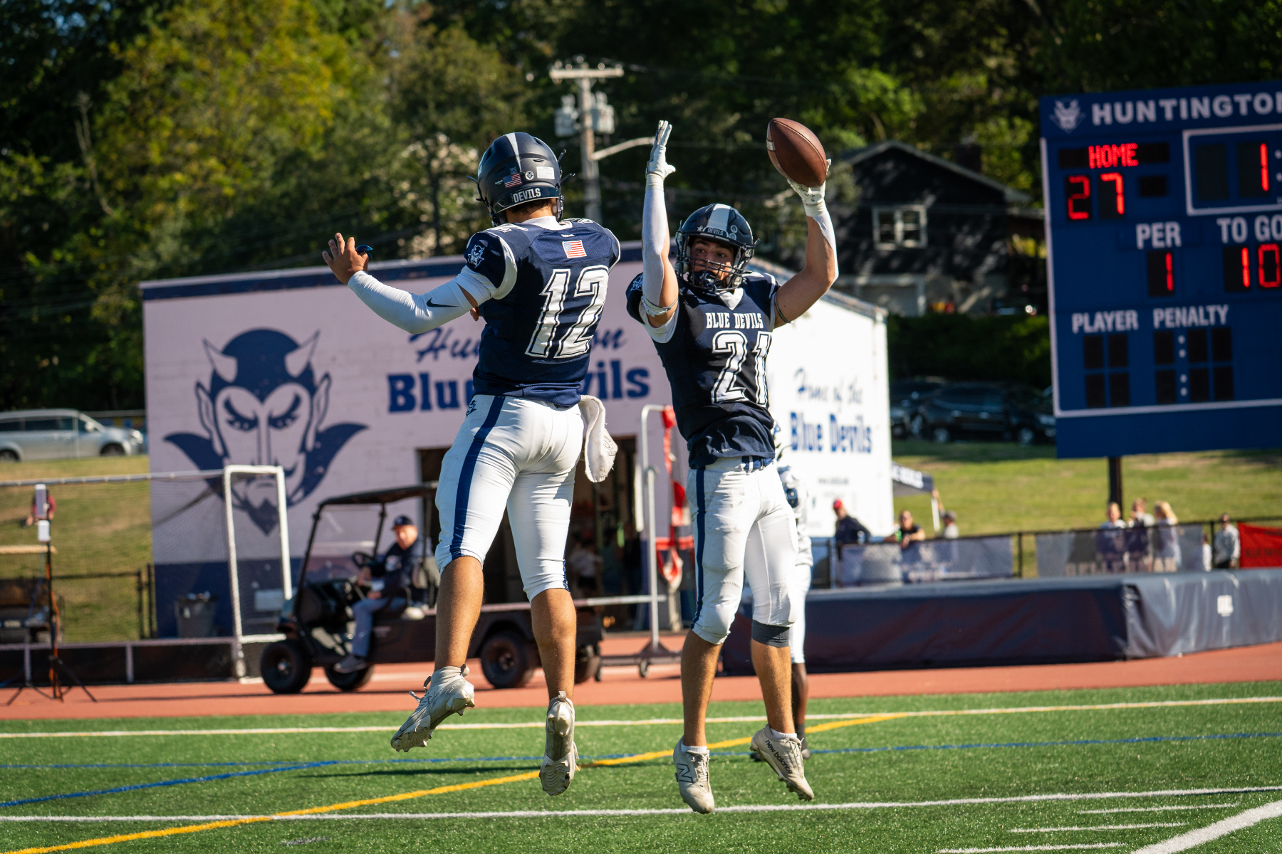 All-State players Jacob Guzik and Jack Kamenstein celebrate at touchdown. (Darin Reed photo.)