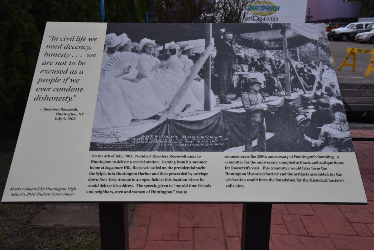  The new marker tells the story of President Theodore Roosevelt's speech in Huntington on July 4, 1903   