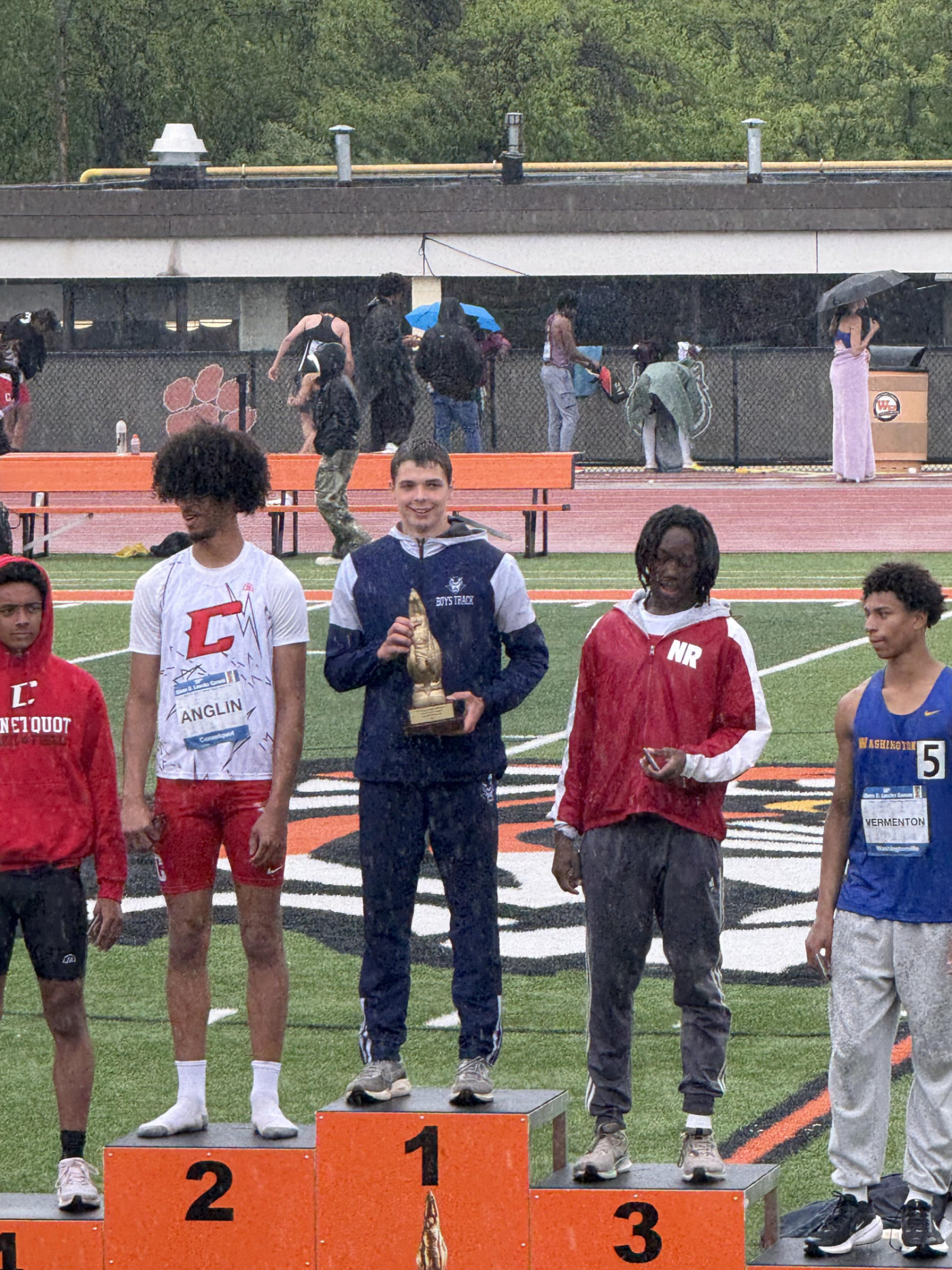  Eric Heinz atop the victory platform.  