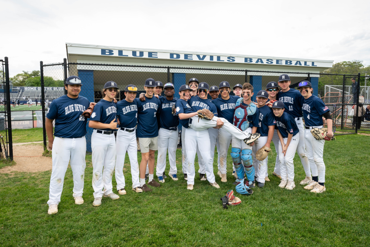 The Blue Devils joke around on Senior Day. (Darin Reed photo.)