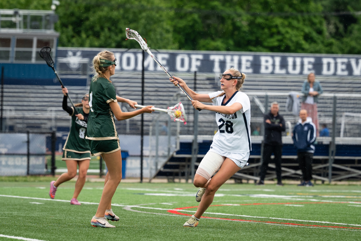 Ava Bencivenga (right) goes one on one with Longwood. (Darin Reed photo)