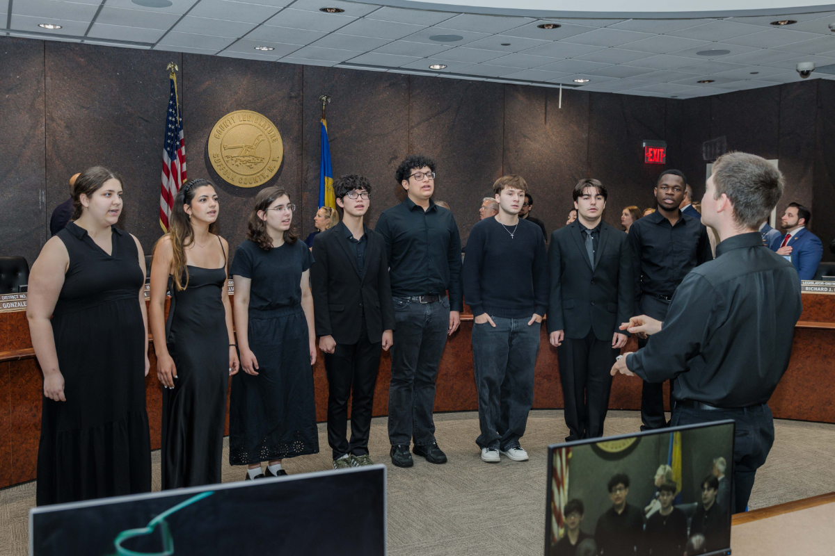 The Huntington chamber choir at the Suffolk Legislature.  