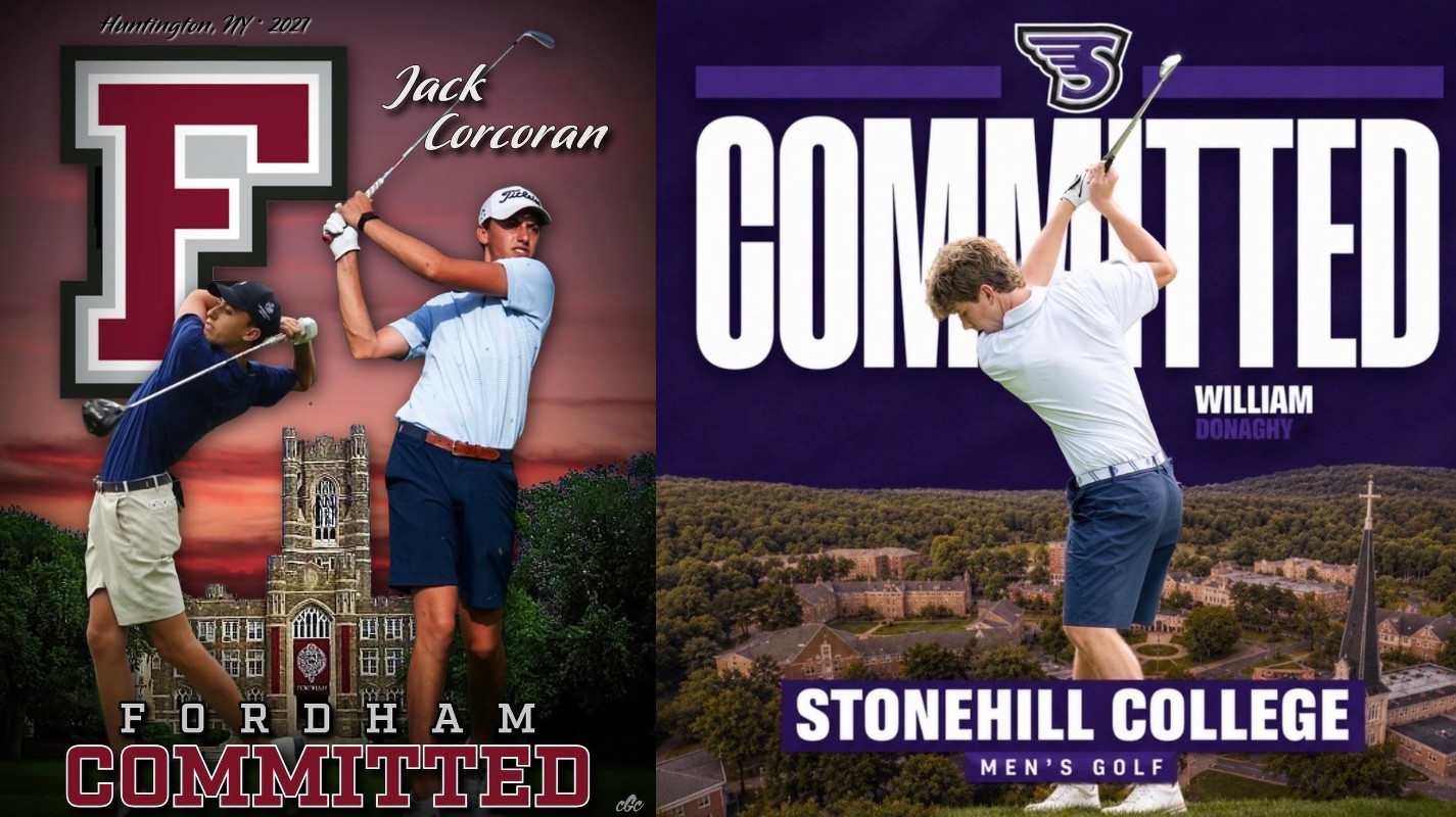  Huntington's Jack Corcoran has been recruited to play college golf at Fordham University., and Blue Devil Will Donaghy will tee off for Stonehill College next fall.  