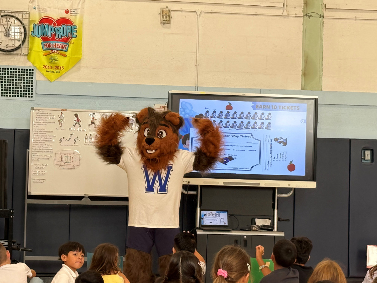  Wolfie is Washington School's mascot   