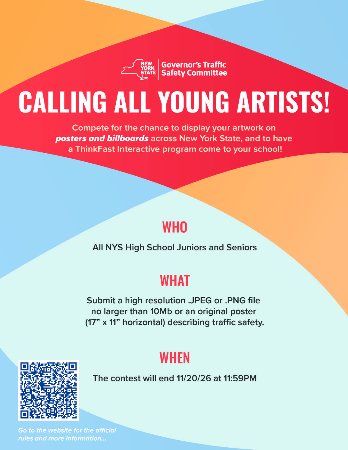  Governor's Traffic Safety Poster Challenge invites Huntington UFSD participation.  